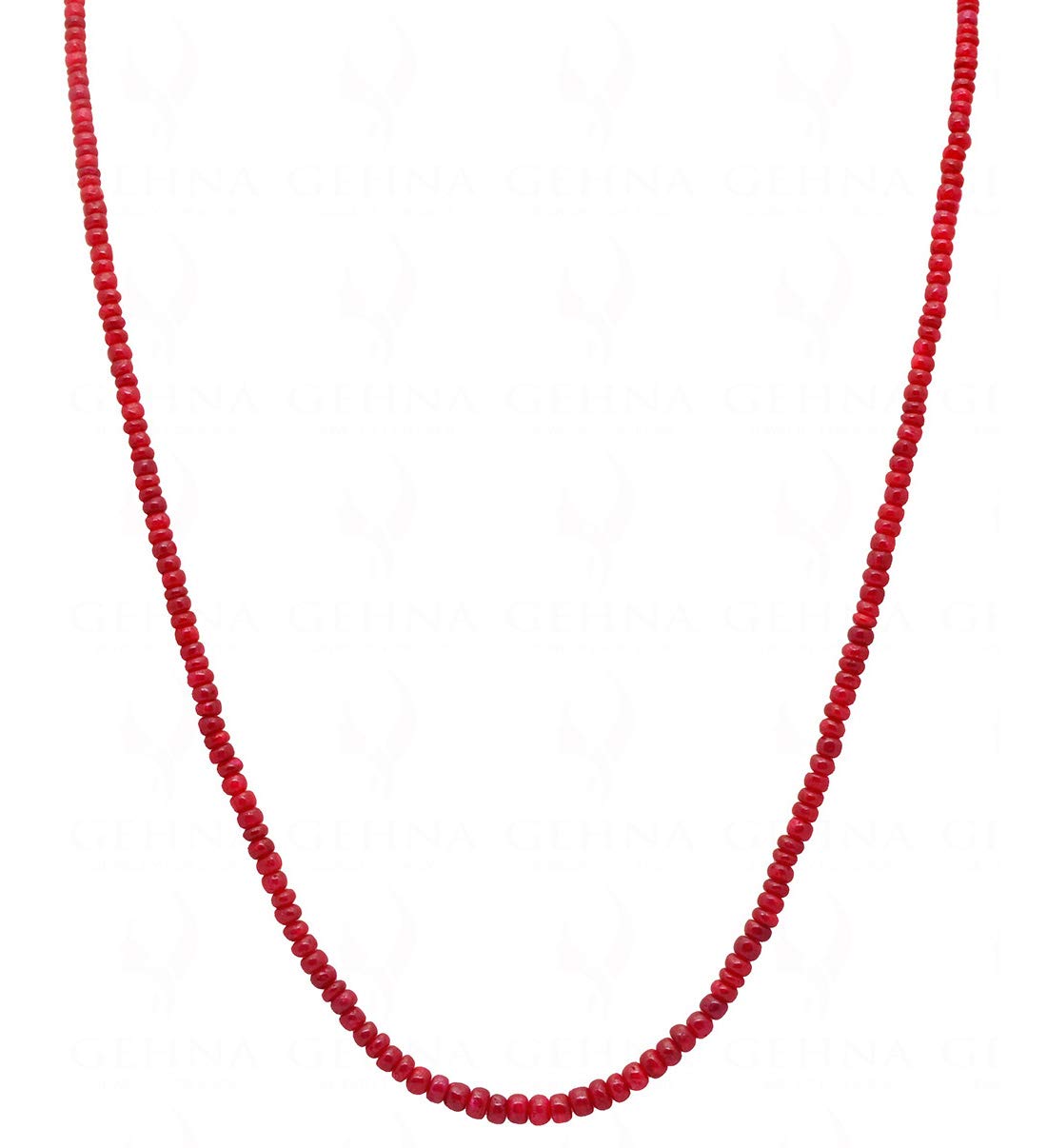 gehna Ruby Gemstone Round Cabochon Bead String-picture-46