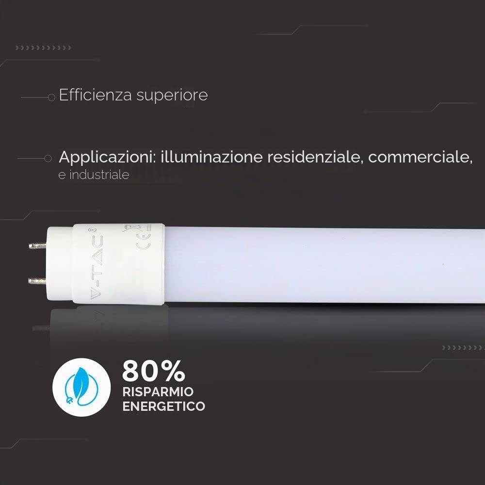 5 Pezzi ZoneLED SET - 150cm Tubo Neon LED - T8 G13-22W (sostituito tubo gas 58W) - Luce Bianca 6400K - 2000 lm - Angolazione fascio luce >160°