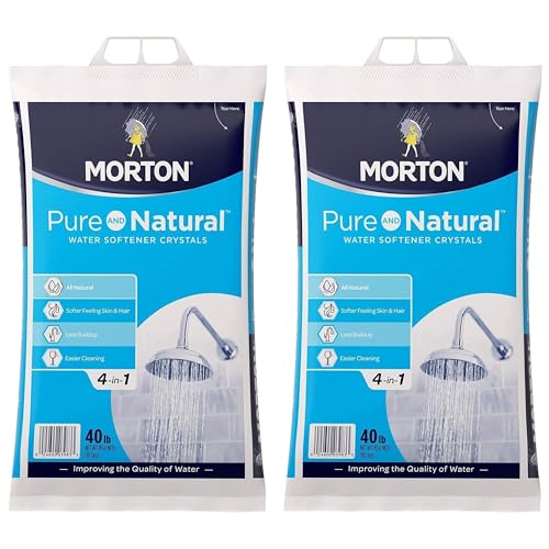 Morton Water Softener Salt, Morton Pure and Natural Solar 4 in 1 Salt Crystals for Water Softener, 40 lb Bag, 2 Pack