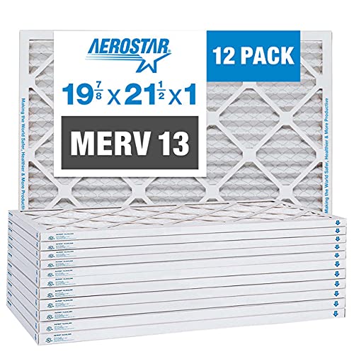 New Deal Aerostar 19 7/8x21 1/2x1 MERV 13 Pleated Air Filter, AC Furnace Air Filter, 12 Pack (Actual Size: 19 7/8" x 21 1/2" x 3/4")