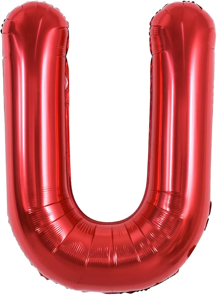 TONIFUL 40 Inch Large Bright Red Letter Balloons A-Z, Giant Jumbo Helium Foil Mylar Big Letter U Balloons for Birthday Party Anniversary Wedding Decorations Red U