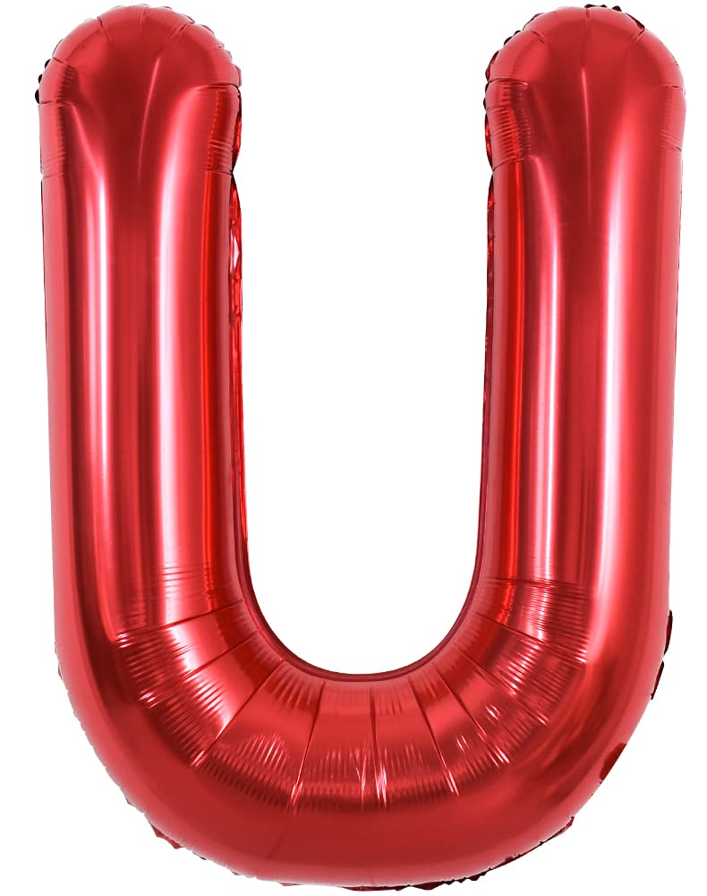 Photo 1 of TONIFUL 40 Inch Large Bright Red Letter Balloons A-Z, Giant Jumbo Helium Foil Mylar Big Letter U Balloons for Birthday Party Anniversary Wedding Decorations