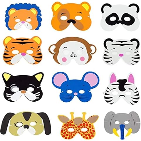 disdain 24 Piece of Assorted Animal Face Masks for Kids Dress-Up Party Children's Foam Animal Masks Cover