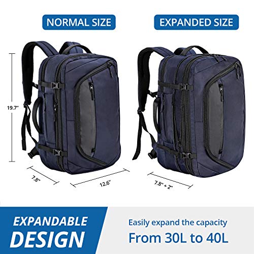 MIER Flight Carry on Backpack 40L Expandable Anti Theft 17.3”Laptop Duffel,Blue