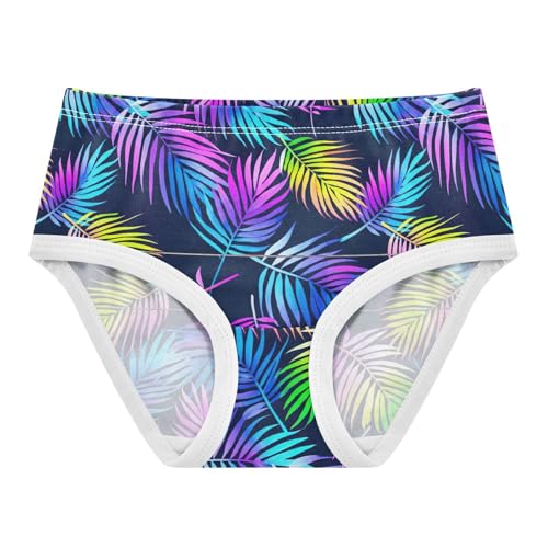 Joisal Toddler Girls Underwear 2t Cotton Panties Little Girl Fun Briefs Kids Undies Watercolor Palm Leaves Rainbow