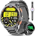 Military Smart Watches for Men, 1.85" HD Large Screen Smart Watch, Flashlight/730mAh/110+ Sports Modes Fitness Tracker Watch, Waterproof Mens Smart Watch for Android Phones iPhone Compatible