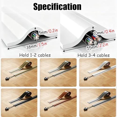 Canaleta para cables de 50 pies con adhesivo trasero, cortable a medida miniatura 3