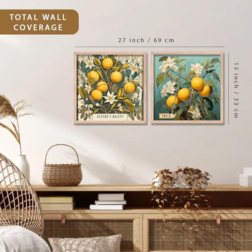 Image of kotart Nature beauty wall art for wall hanging, Wall poster with glass frame for home decor /wall decor, living room, bad room, office - Set of 2 Multicolor paintings (13x13 inch, C)