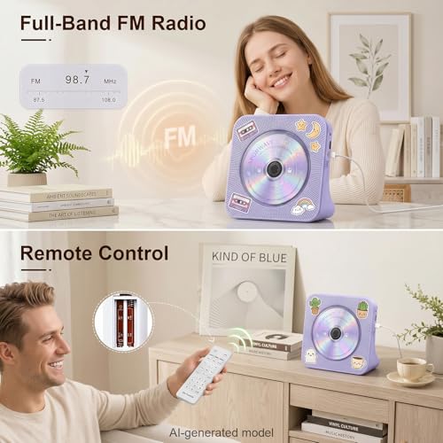 Image of Gueray CD Player Portable Bluetooth Desktop CD Players for Home | Portable CD Player with Bluetooth with Timer Built-in HiFi Speakers with LCD Screen Display Boombox FM Radio USB Type-C
