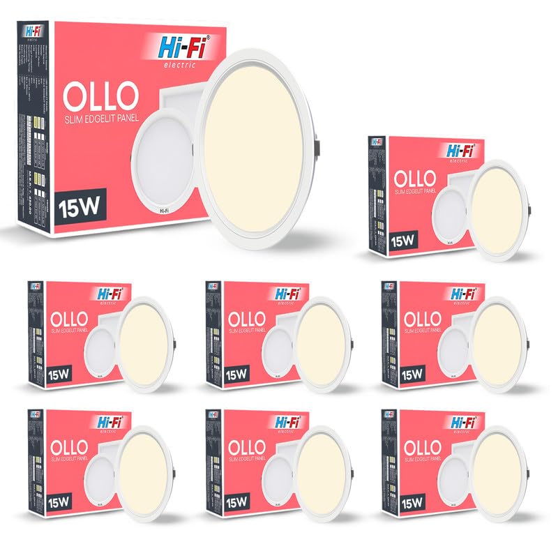 Image of Hi-Fi OLLO 15-watt Round LED Downlighter | LED Ceiling Light for Home and Hall | Cut Out: 68 mm, Color: Warm White Light, (3000K) Pack of 8-Polycarbonate