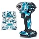 WRAPGRADE Custom Wrap Aufkleber Abziehbild kompatibel mit Makita DTD173 18V LXT (Caribbean Blue Dot Camo)