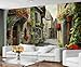 KIRESEI Italian Scenery Wall Mural, European Town Landscape 3D Wallpaper, Retro Street Scene Wall Murals Wallpaper for Bedroom Living Room Office Background Decor (Non-self-Adhesive)