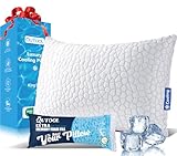 QUTOOL Cooling Pillow for Sleeping, CertiPUR-US Shredded Memory Foam King Pillow Set of 1, Cool Pillow for Hot Sleepers Adjustable Firm Pillow for Side, Back, Stomach Sleepers Soft Yet Support, White