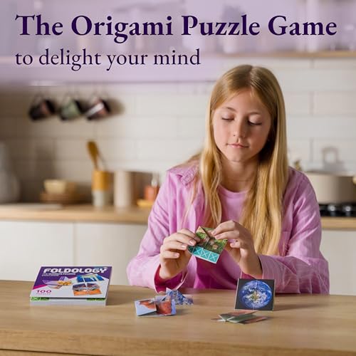 FOLDOLOGY - The Origami Puzzle Game! Brain Teasers for Tweens, Teens & Adults | Stocking Stuffer, Gift for Ages 10+, Travel Game, Hands-On STEM Toy | Fold the Paper, Complete the Picture | 100 Puzzles - Image 4