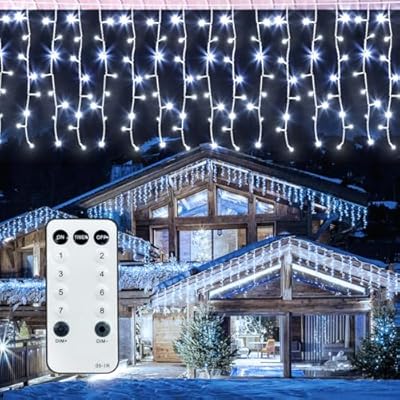 ROSCOO 32.8FT Icicle Lights, Christmas Outdoor ...