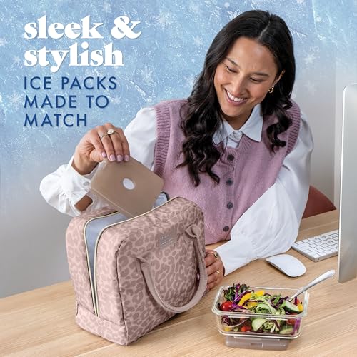 Image of Cool Coolers by Fit & Fresh Slim Ice Packs, Quick Freeze Reusable Ice Packs for Lunch Boxes & Coolers, Long-Lasting, Space Saving Lunch Ice Packs, Taupe, 4Pk