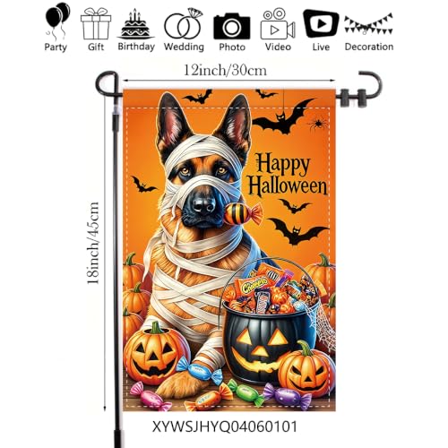 NHBTC Happy Halloween German Shepherd Dog Garden Flag 12x18 Lawn Yard Decor - image 4