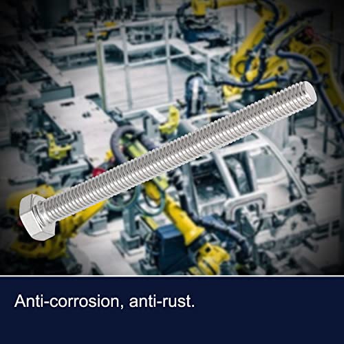 Image of M8 x 100mm Hex Head Bolts Screws Grade 6.8 Stainless Steel, Fasteners Fully Machine Threaded SUS304 10 Pcs