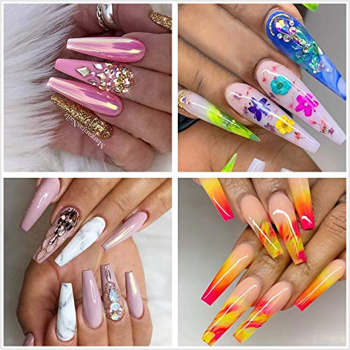 Fake Nails Acrylic Nail Tips - False Nails With Glue Ejiubas Press On Nails Coffin 500PCS Clear Full Cover False Nails 4PCS Nail Glues 1PC Nail File With Case