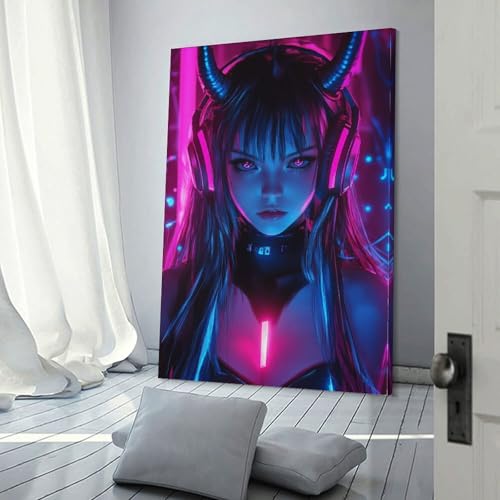 Tableau abstrait sur toile cyber-démoniste déco murale moderne 40x60 pour chambre garçon