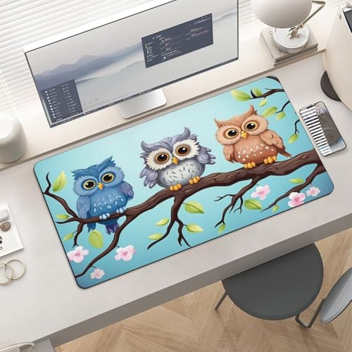 Alfombrilla para escritorio con diseño de búhos y base antideslizante miniatura 6