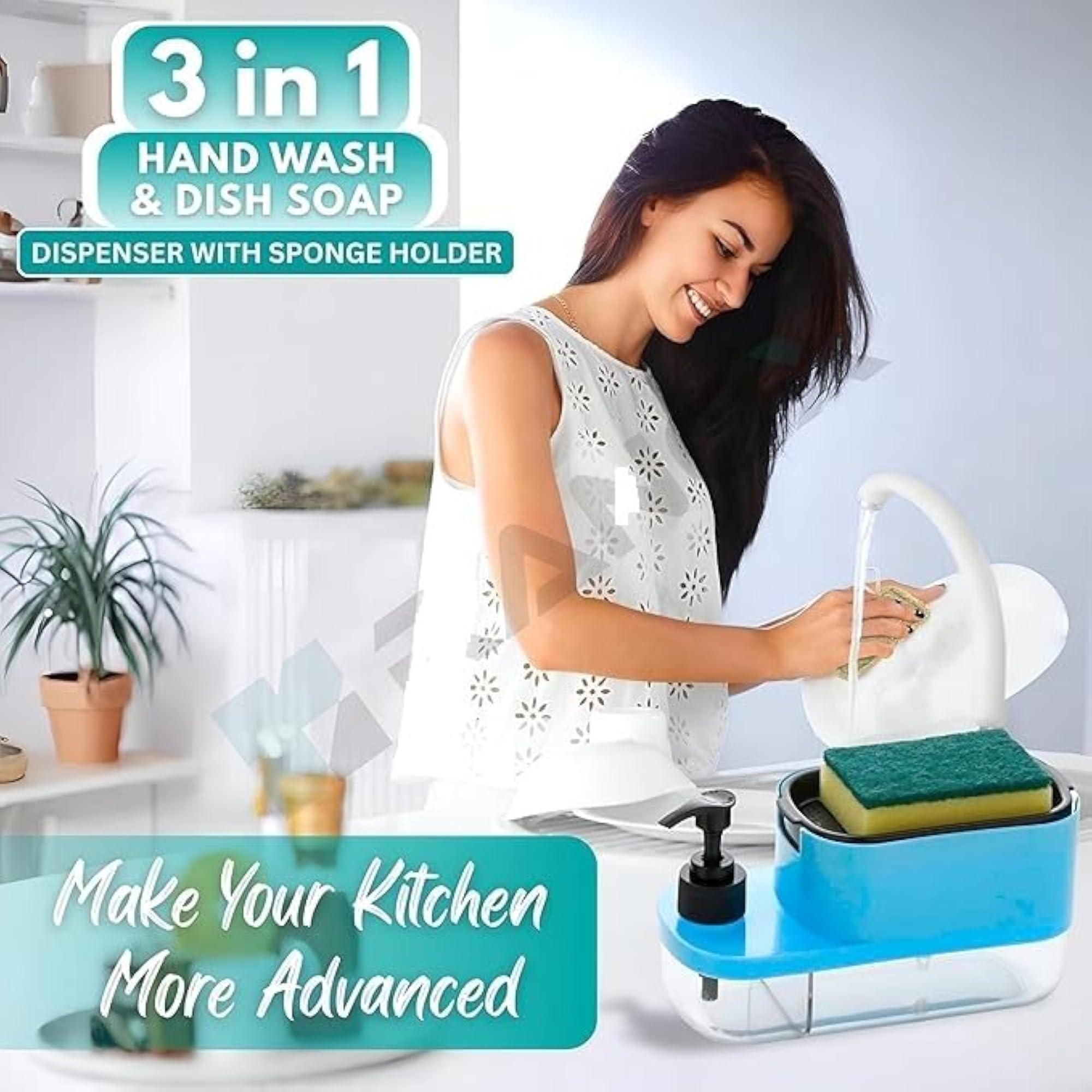 Soap Dispenser and Sponge Holder 2 in 1, Home & Kitchen