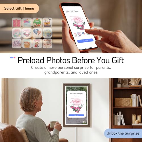 Image of NexFoto Large Digital Picture Frame 24 Inch Touchscreen, WiFi Electronic Photo Frame 64GB, Add Pics from Google Photos, Upload Photo /Video via App /USB, Gifts for Christmas /Mom /Grandparents, Walnut