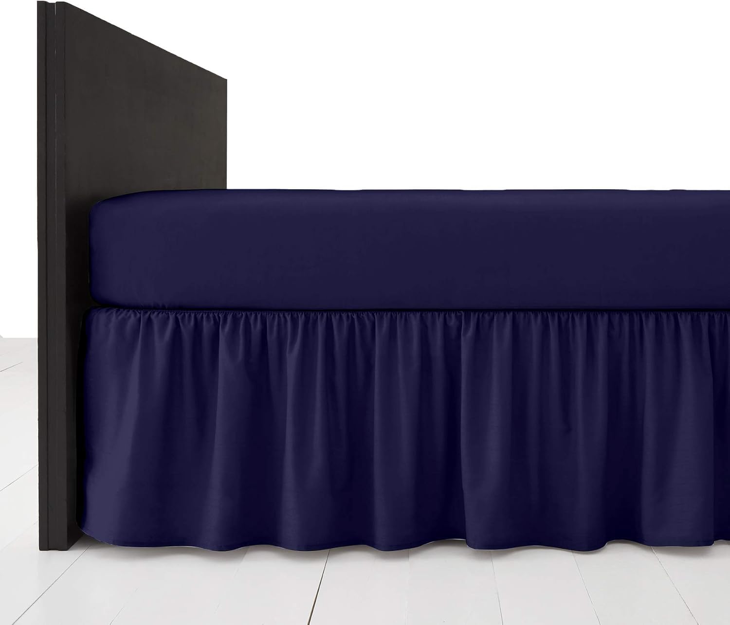 Polycotton Platform Base Valance Sheet – Extra Deep 16” Frill – Under Mattress Bed Skirt, Durable Easy Care, Wrinkle Resistant Bedding (Navy Blue, Super King)