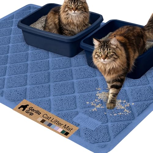 Image of Gorilla Grip Durable Multiple Cat Litter Mat (47x35), XL Jumbo, No Phthalate, Water Resistant, Traps