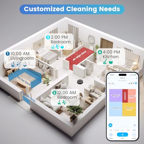 AIRROBO Robot Vacuum and Mop Combo, Self-Emptying, 60-Day Capacity, Home Mapping, Schedule, Wi-Fi/App/Alexa/Remote, 180mins Runtime, T20+ Robotic Vacuum Cleaner for Pet, Hard Floors, Carpet - Image 4