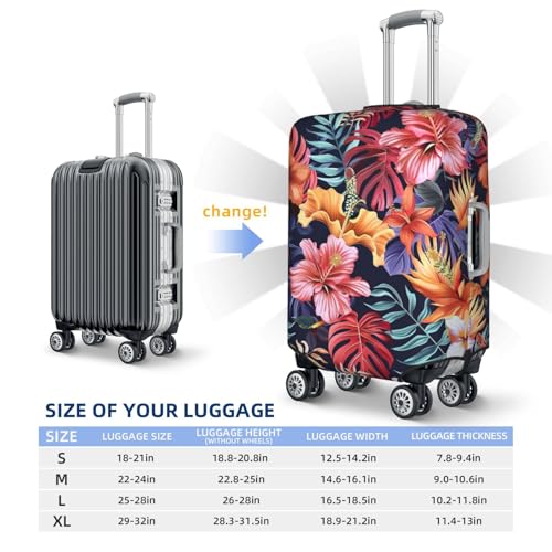 Tropical Flowers Leaves Luggage Cover Washable Elastic Suitcase Cover Anti-Scratch Travel Luggage Protector Covers for Kids Adult S fits 18-21 inch Suitcase4