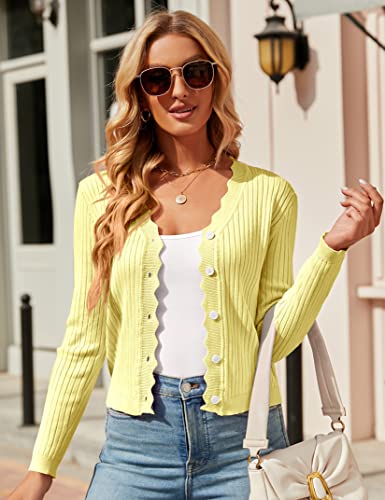 Image of Womens Cropped Cardigan Knit Shrugs for Dresses Tops V Neck Button Down Cardigans Sweaters