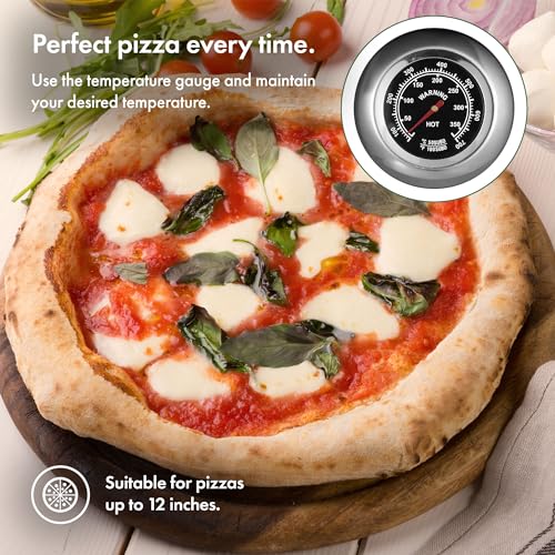 VonHaus BBQ Pizza Oven Outdoor – Stone Included, for Charcoal & Gas Barbecue Grills – Stainless Steel, Temperature Gauge, Carry Handles – For up to 12” Pizzas – Can Also Smoke Meat, Fish & Veg - Image 6