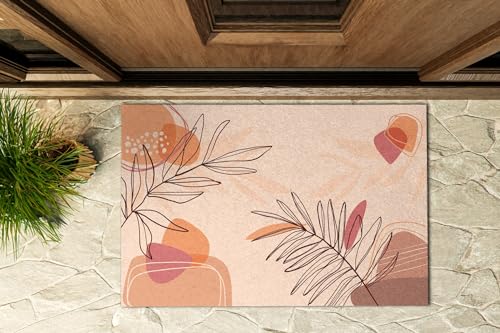 Paillasson extérieur 90x60 cm Tulup avec motif de feuilles géométriques