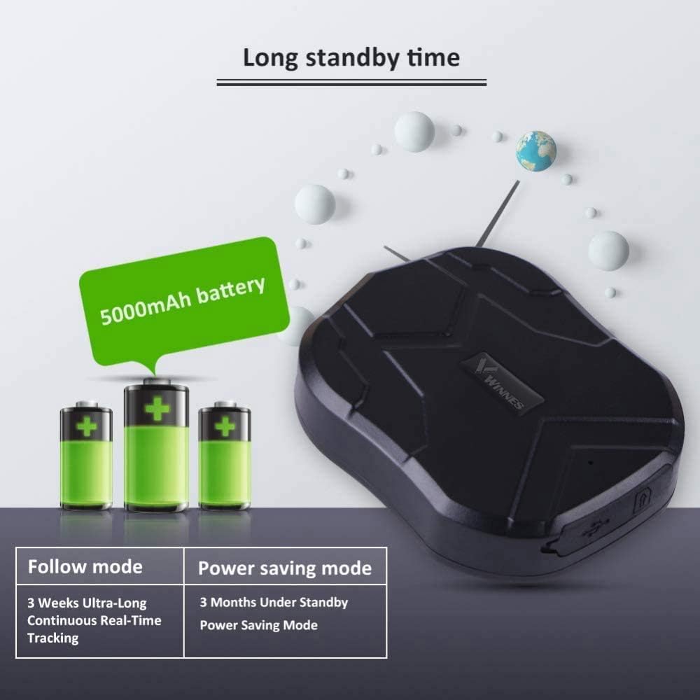 GPS Tracker Anti-perso Localizzatore GPS con Allarme Geo-Fence Impermeabile GPS Tracciatore di Posizione APP Gratuita per Auto/Veicoli/Camion/Moto 5000mAh 90 Giorni in Standby
