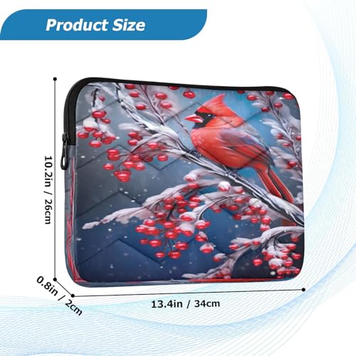 Funda para portátil Roja Winter Bird de 13-14 pulgadas miniatura 3