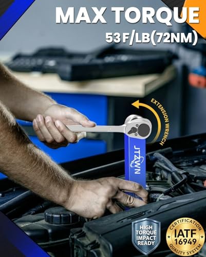 Image of 2PCS Offset Extension Wrench, 15in, 1 /2, 3 /8, 1 /4 Drive Adapters | High Carbon Steel Chain Drive Tool for Engine Bays, Car Repair And Confined Spaces