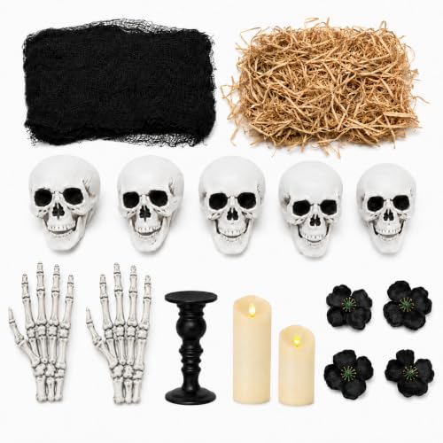 Amazon – XINONE 17-Piece Resin Skull Halloween Decor Set - image 6