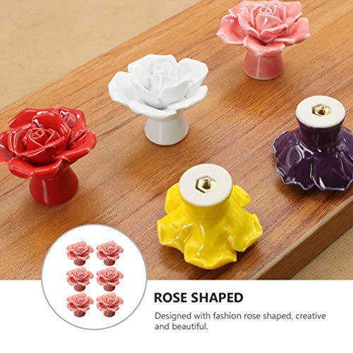 DOITOOL 6 Peças de Cerâmica Do Vintage Floral Rose Flor Porta Puxadores de Cerâmica Alças Armário de