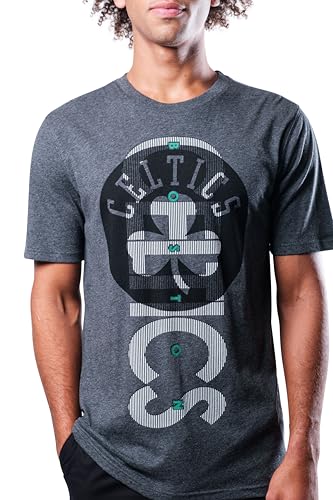 Ultra Game NBA Men's Upright Logo Short Sleeve Tee Shirt, Heather Charcoal - Image 2