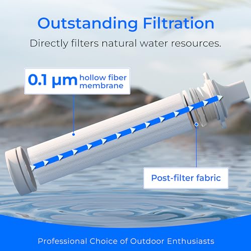 Image of Waterdrop Personal Water Filter Straw with 4 Collapsable Pouch, Portable Camping Filtration System, Drinking Water Purifier for Emergency Hiking Travel Backpacking, Pack of 4