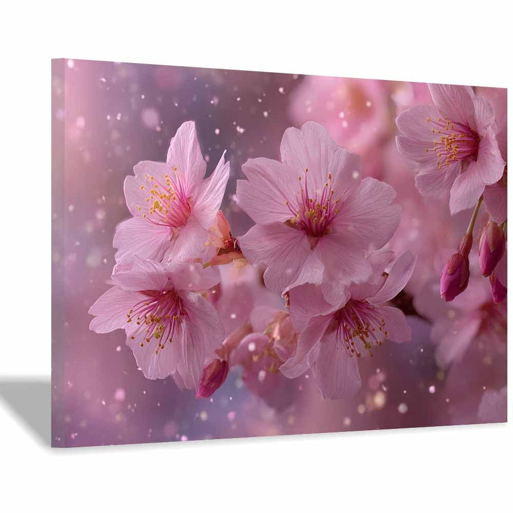 ZAMAEIU Nature Wall Art Cherrys blossomss unfurling decorative home accessories, paintings wall art,For living room, bedroom, Apartment Corridor Office etc.(pink)-70x100cm Framed