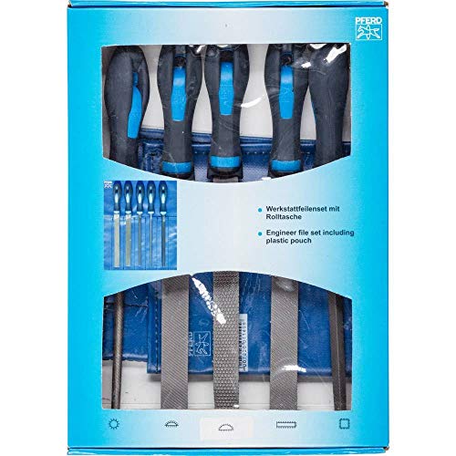 PFERD TOOLS Werkstattfeilen-Set in PVC-Rolltasche mit Umkarton, 5 Feilen, 200mm, 11801520 - für ein umfassendes Anwendungsspektrum geeignet