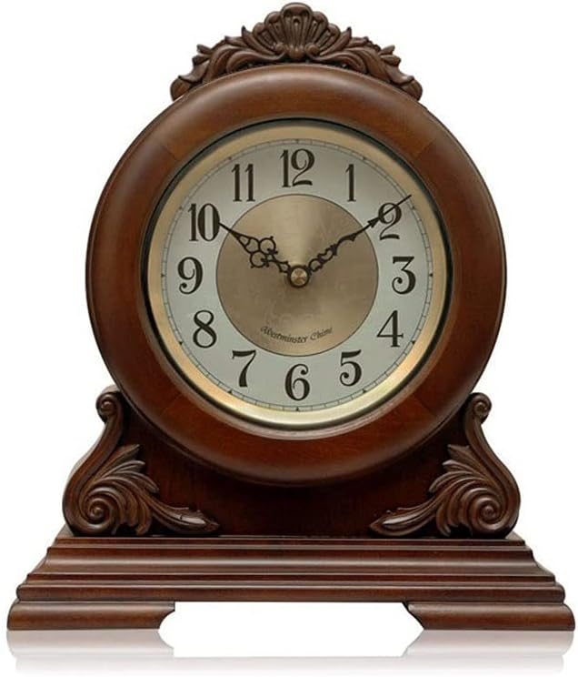 Mantel Clocks, with Silent Movement, Battery Operated, Vintage Table Clock for Living Room, Kitchen, Office & Home Décor, Brown,