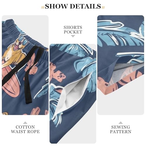 Corgi Dog Surfing Pajama Bottom Shorts for Men Soft Casual Sleep Lounge Shorts with Pockets S-XXL4