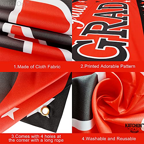 Image of Graduation Decorations 2026 | Red and Black Congrats Grad Banner - 72x44 Inch | Red Graduation Banner Class of 2026 | Grad Party Decorations Graduation Backdrop 2026, KatchOn