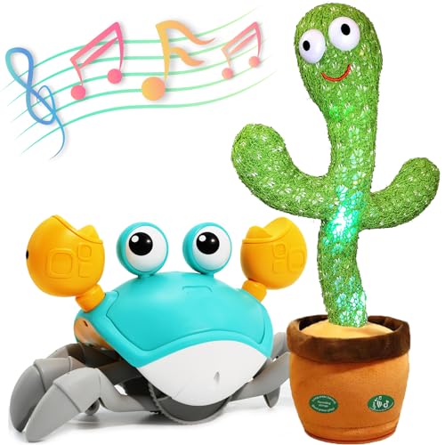 Image of Pbooo Interactive Dancing Talking Cactus and Crawling Baby Toy Set - Perfect for Fun and Development