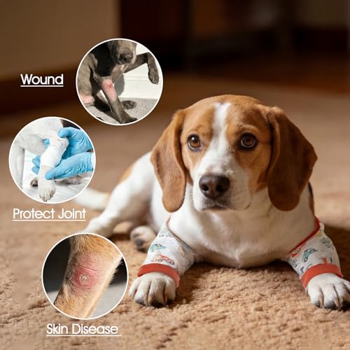 Image of Dog Recovery Suit for Front Legs, Dog Recovery Sleeves After Surgery with Elastic Band, Soft Protective Elbow Braces for Medium Large Dogs, Cone Collar Alternative to Stop Licking Leg Wounds,Red,3XL
