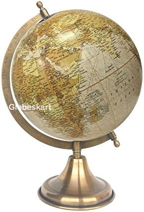 Samyuktha Educational/Antique Globe with Brass Antique Arc and Base/World Globe/Home Decor/Office Decor/Gift Item / 8 inches (Surahi) (Earth Texture)