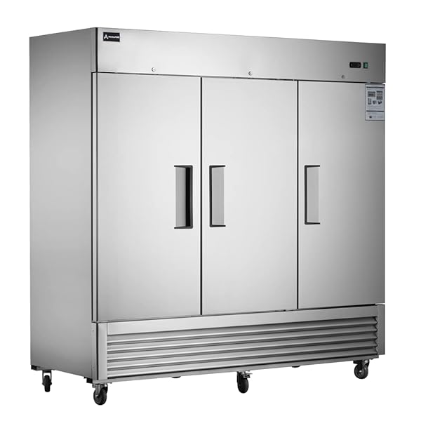 Aceland Commercial Refrigerator 82inch 3 Door Stainless Steel Reach-in Solid Door Upright Fan Cooling Refrigerator for Restaurant, Bar, Shop, Residential 72 Cu.ft (Commercial Kitchen Equipment)